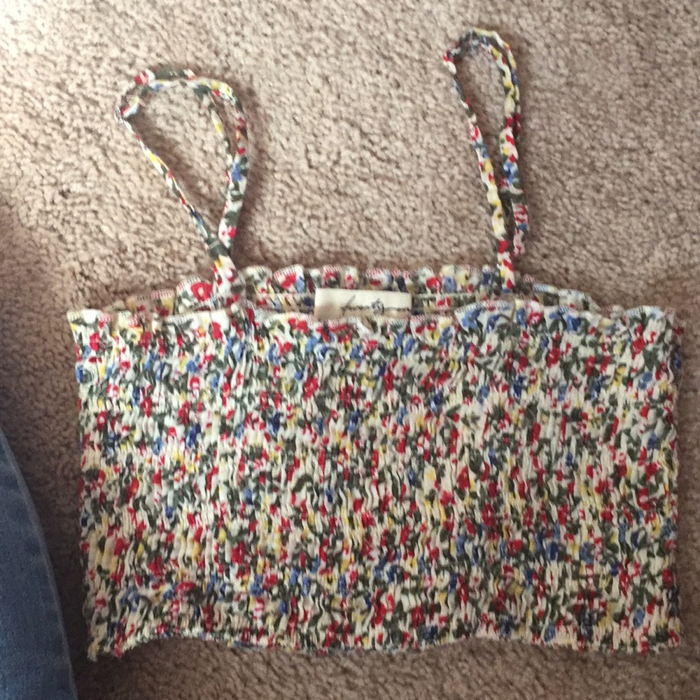flower printed very cropped top